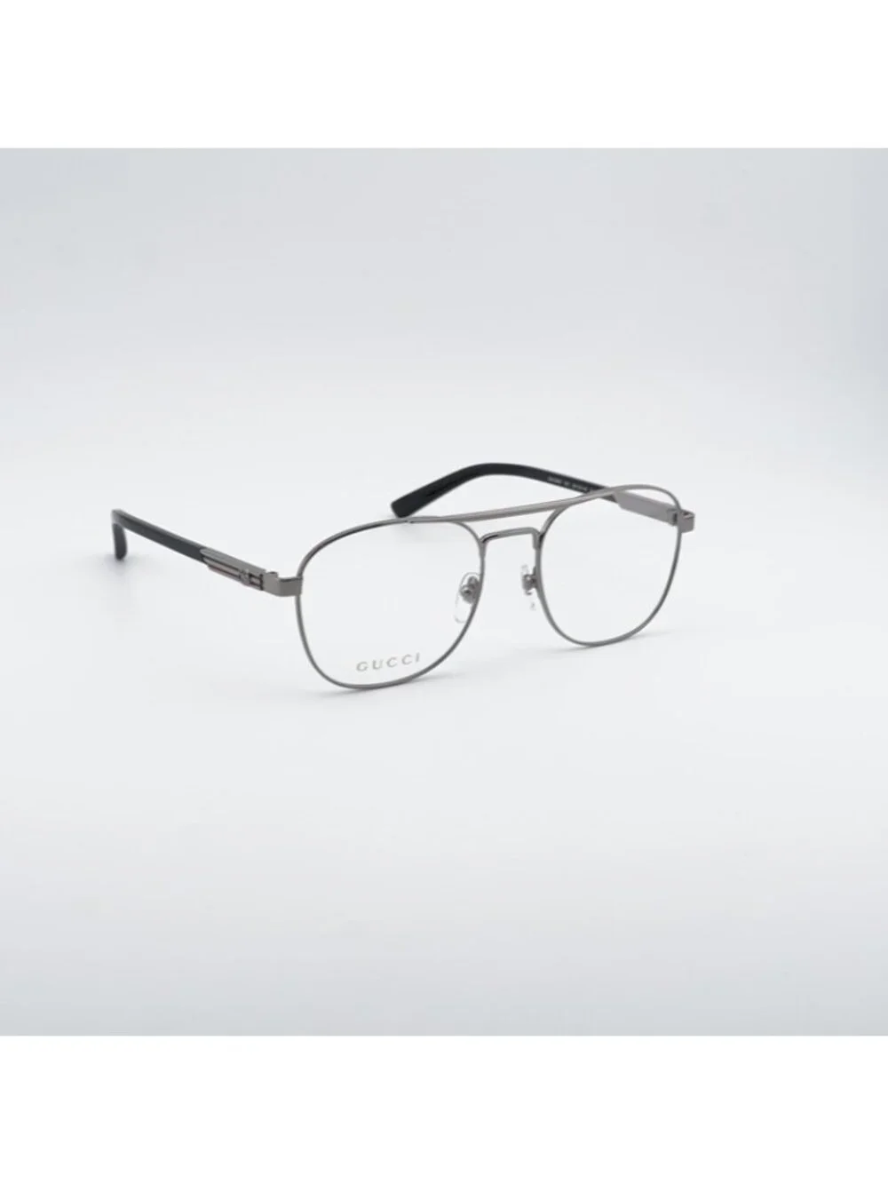 Gucci GG1290O 001 Eyeglasses Ruthenium and Black 54mm Aviator Frame